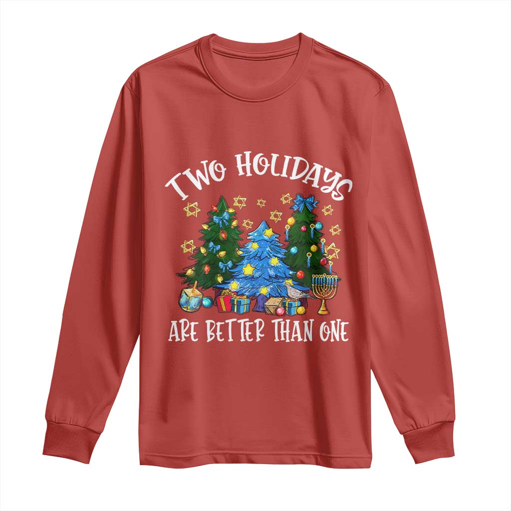 Christmas Hanukkah Long Sleeve Shirt Two Holidays Are Better Than One Christmukkah Tree - Wonder Print Shop