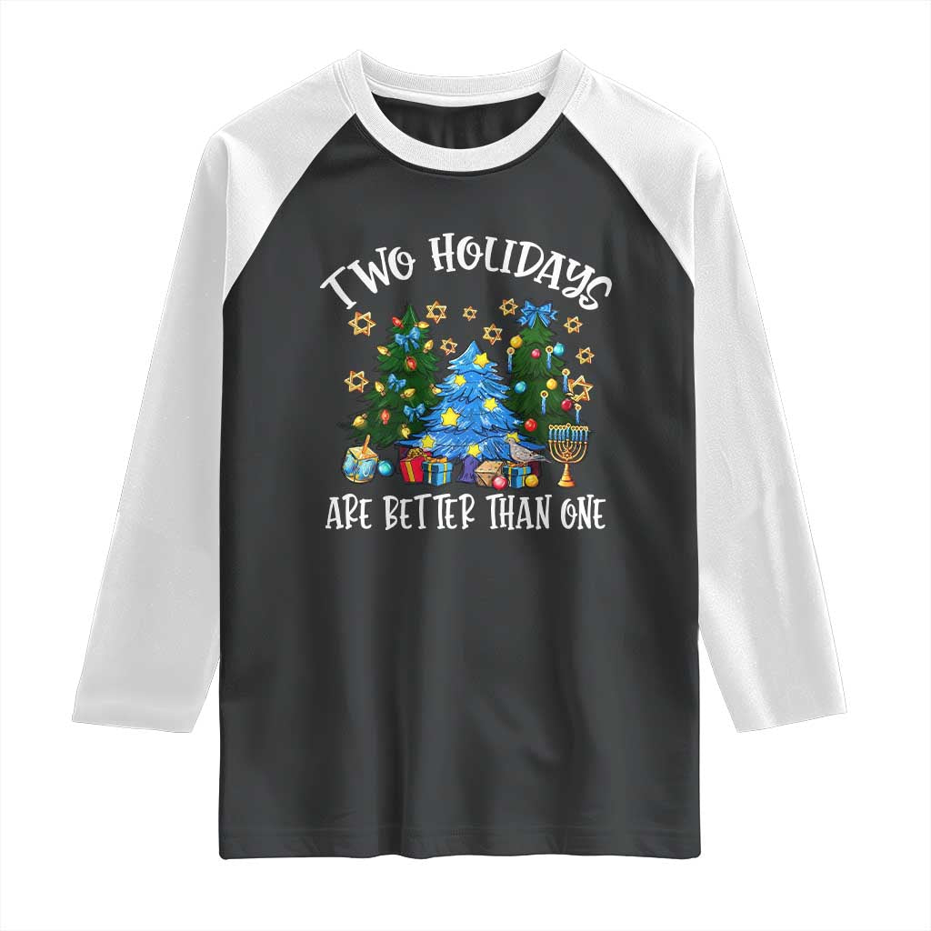 Christmas Hanukkah Raglan Shirt Two Holidays Are Better Than One Christmukkah Tree - Wonder Print Shop