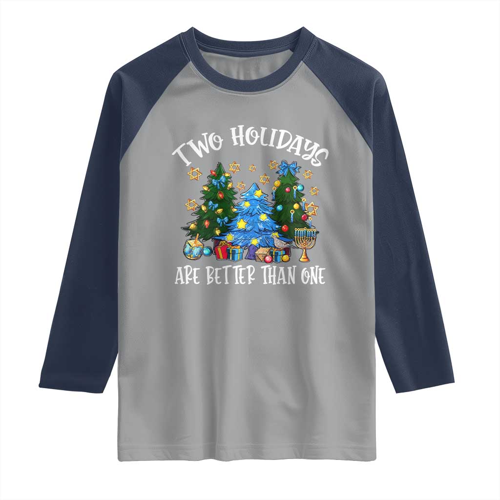Christmas Hanukkah Raglan Shirt Two Holidays Are Better Than One Christmukkah Tree - Wonder Print Shop