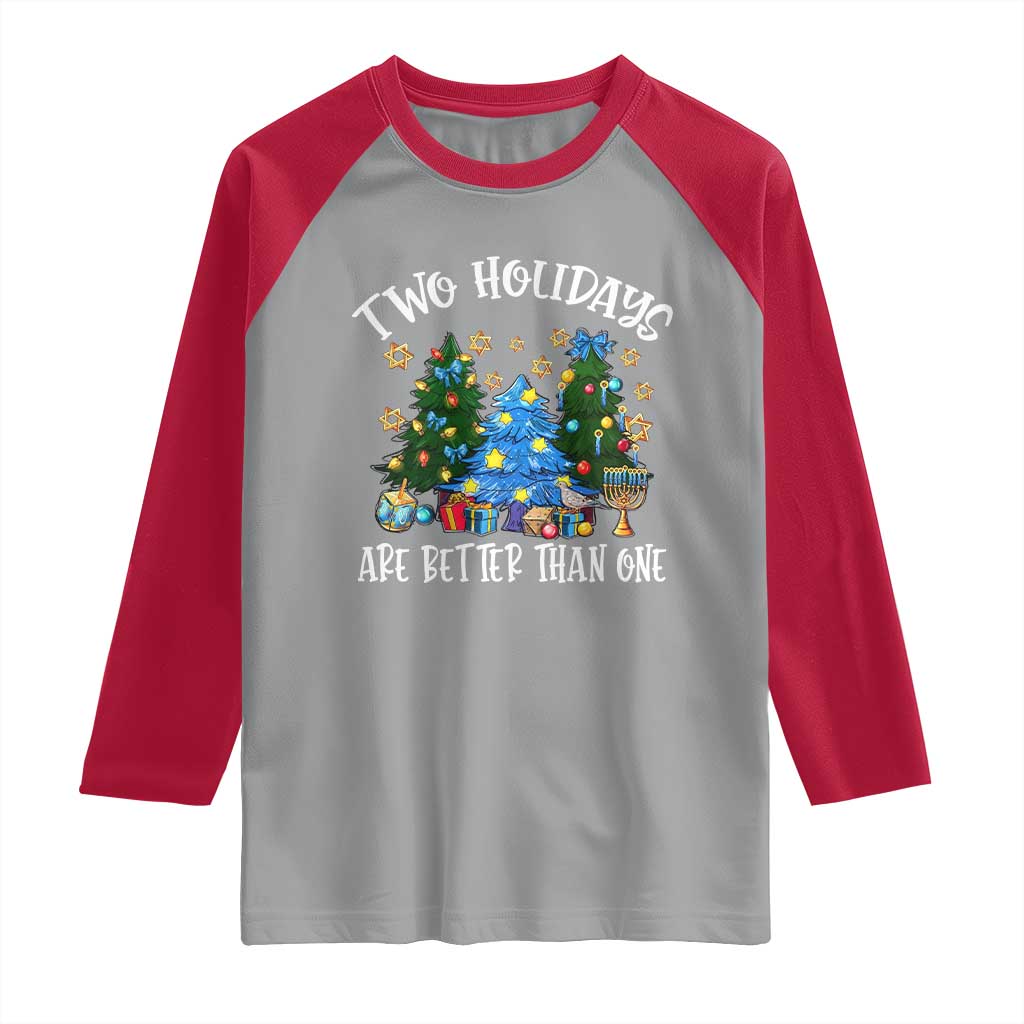 Christmas Hanukkah Raglan Shirt Two Holidays Are Better Than One Christmukkah Tree - Wonder Print Shop