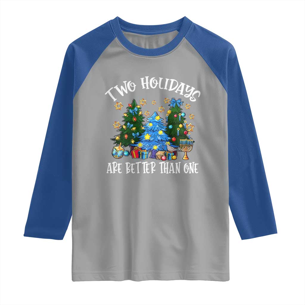 Christmas Hanukkah Raglan Shirt Two Holidays Are Better Than One Christmukkah Tree - Wonder Print Shop