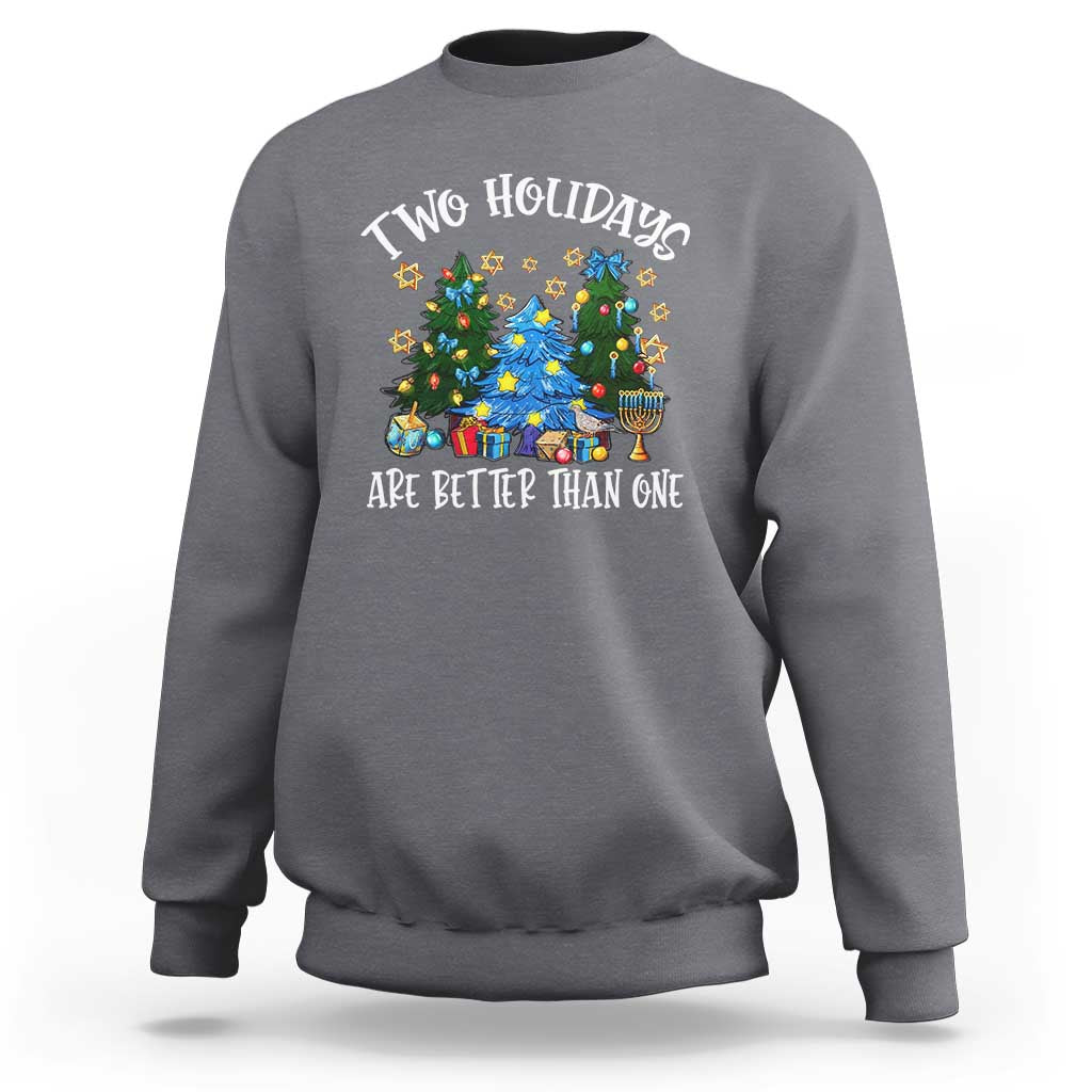 Christmas Hanukkah Sweatshirt Two Holidays Are Better Than One Christmukkah Tree - Wonder Print Shop
