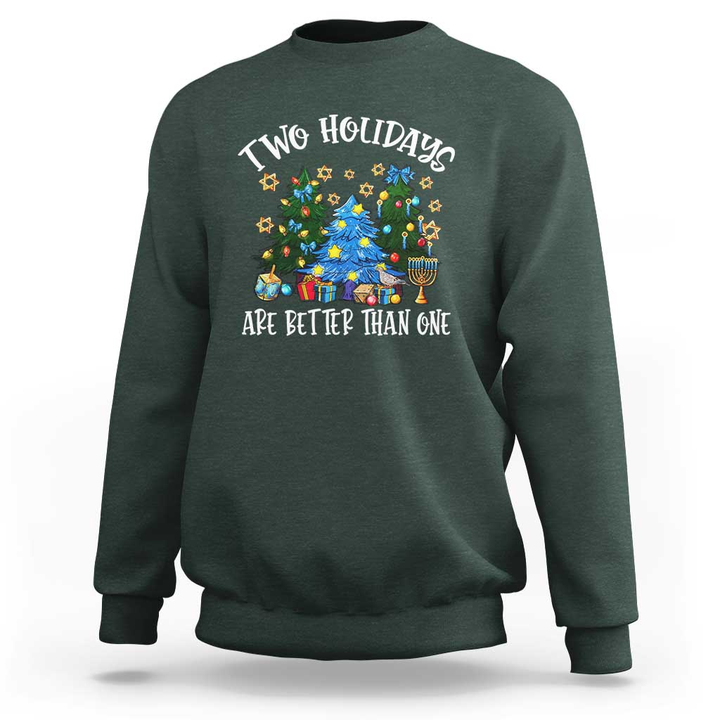 Christmas Hanukkah Sweatshirt Two Holidays Are Better Than One Christmukkah Tree - Wonder Print Shop