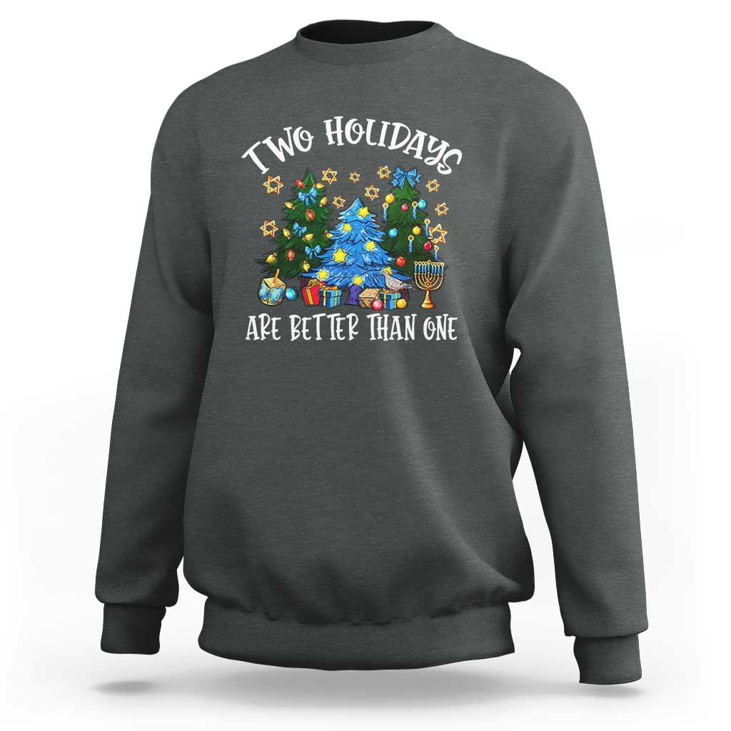 Christmas Hanukkah Sweatshirt Two Holidays Are Better Than One Christmukkah Tree - Wonder Print Shop