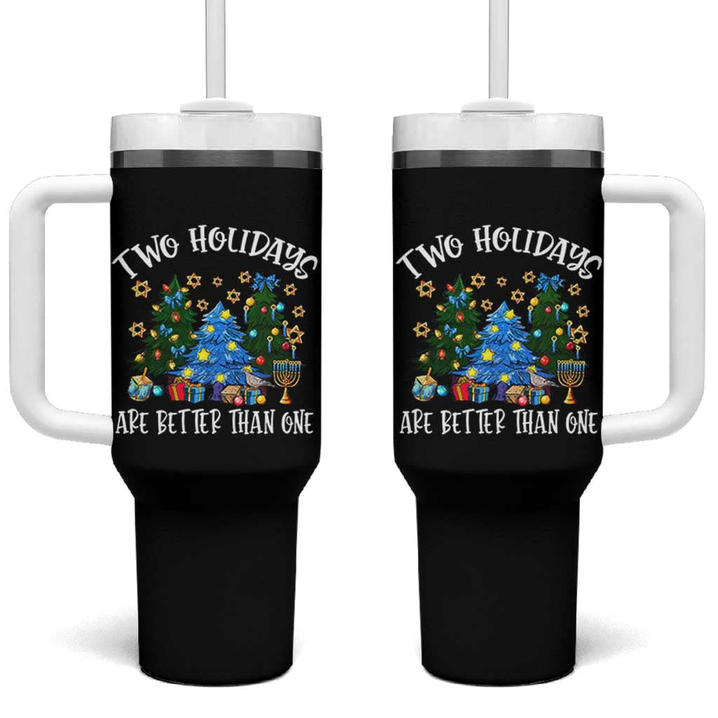 Christmas Hanukkah Tumbler With Handle Two Holidays Are Better Than One Christmukkah Tree - Wonder Print Shop