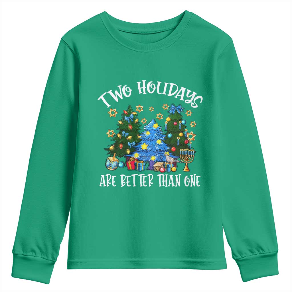 Christmas Hanukkah Youth Sweatshirt Two Holidays Are Better Than One Christmukkah Tree - Wonder Print Shop