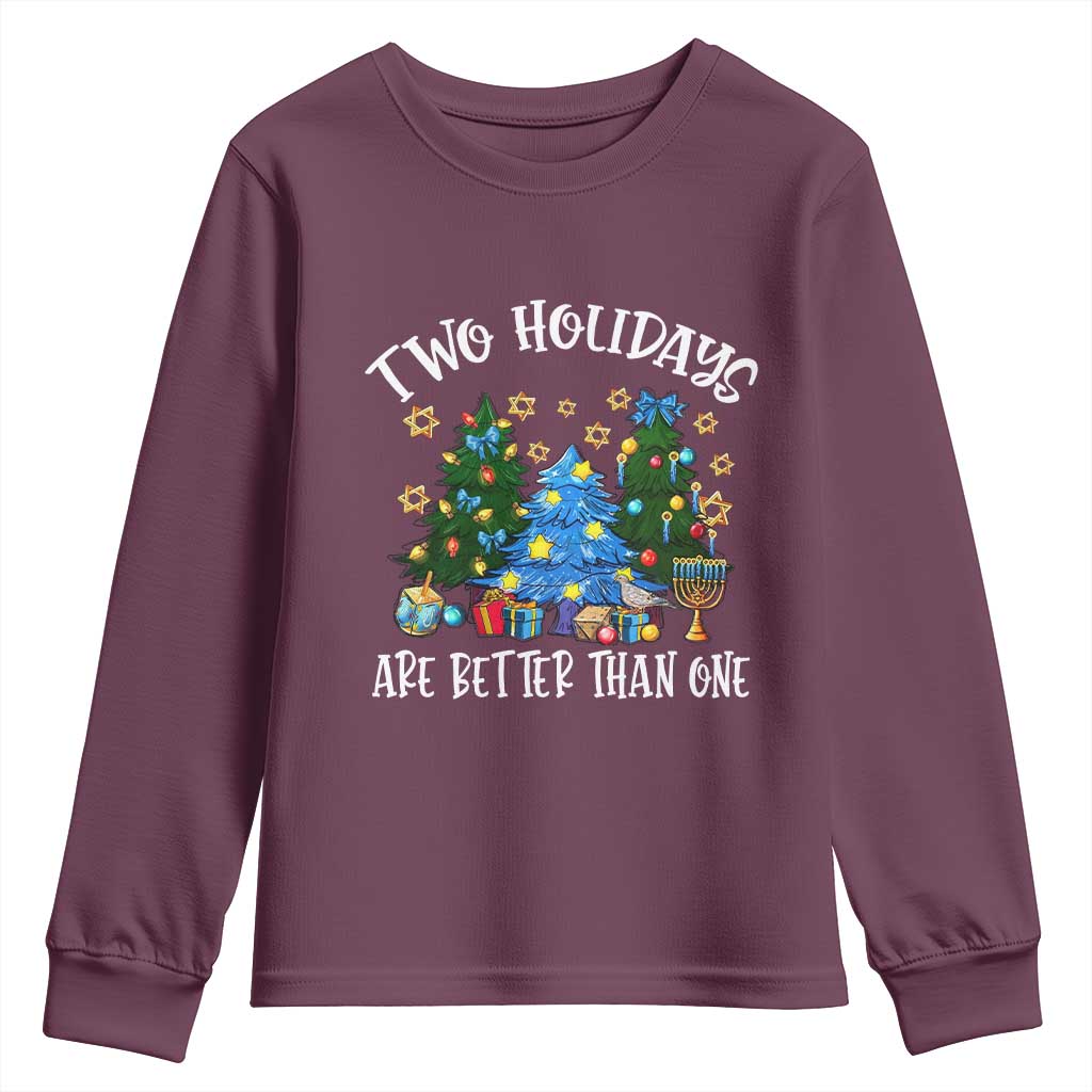 Christmas Hanukkah Youth Sweatshirt Two Holidays Are Better Than One Christmukkah Tree - Wonder Print Shop