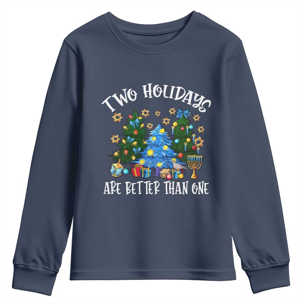 Christmas Hanukkah Youth Sweatshirt Two Holidays Are Better Than One Christmukkah Tree - Wonder Print Shop