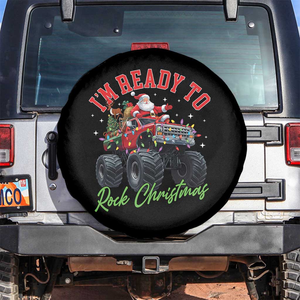Christmas Monster Truck Spare Tire Cover I Am Ready To Rock Xmas Santa - Wonder Print Shop