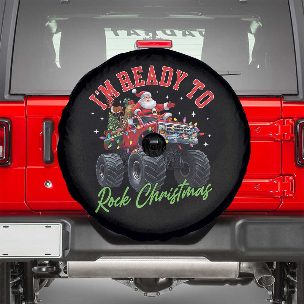Christmas Monster Truck Spare Tire Cover I Am Ready To Rock Xmas Santa - Wonder Print Shop