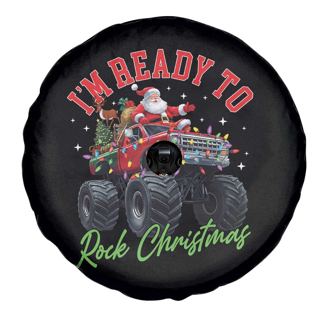 Christmas Monster Truck Spare Tire Cover I Am Ready To Rock Xmas Santa - Wonder Print Shop