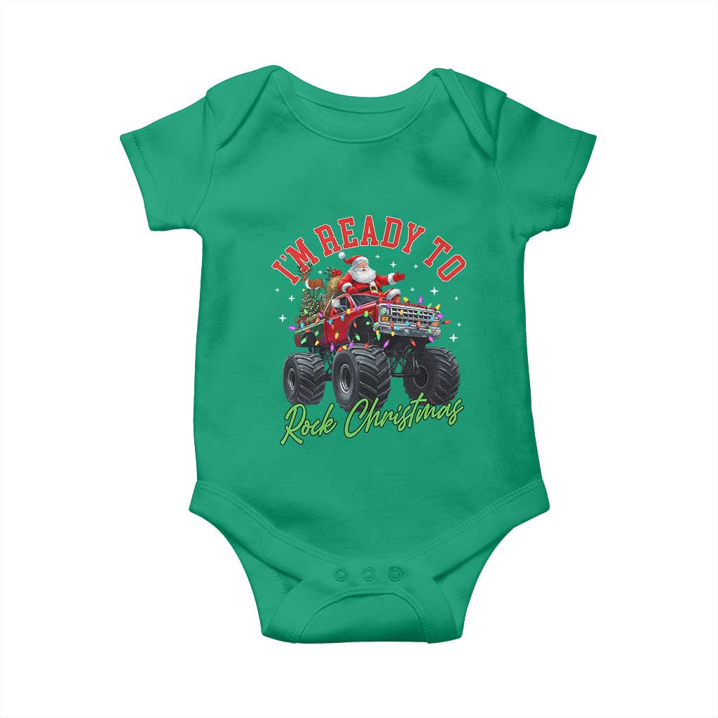 Christmas Monster Truck Baby Onesie I Am Ready To Rock Xmas Santa - Wonder Print Shop