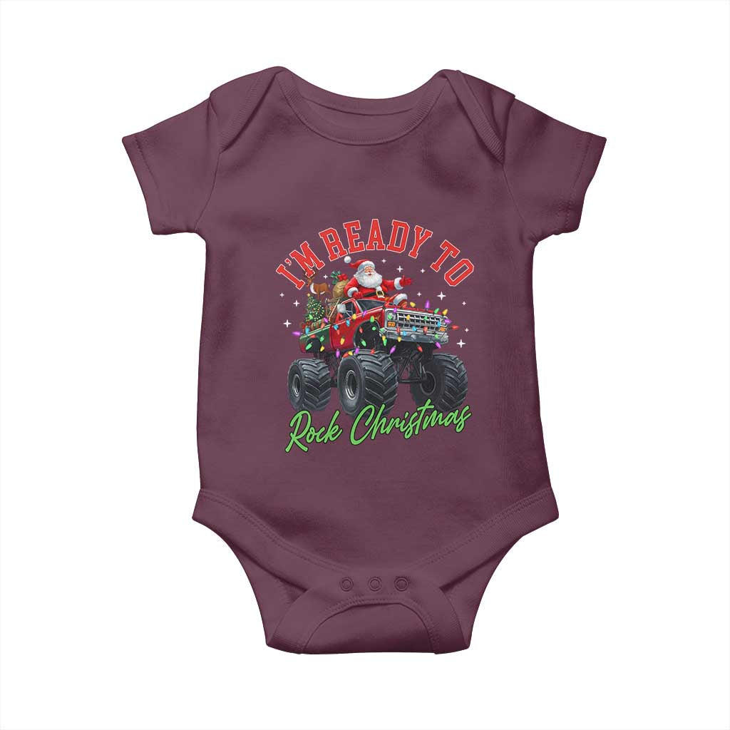 Christmas Monster Truck Baby Onesie I Am Ready To Rock Xmas Santa - Wonder Print Shop