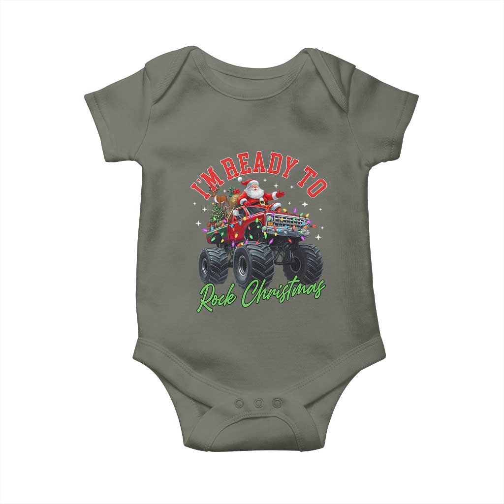 Christmas Monster Truck Baby Onesie I Am Ready To Rock Xmas Santa - Wonder Print Shop