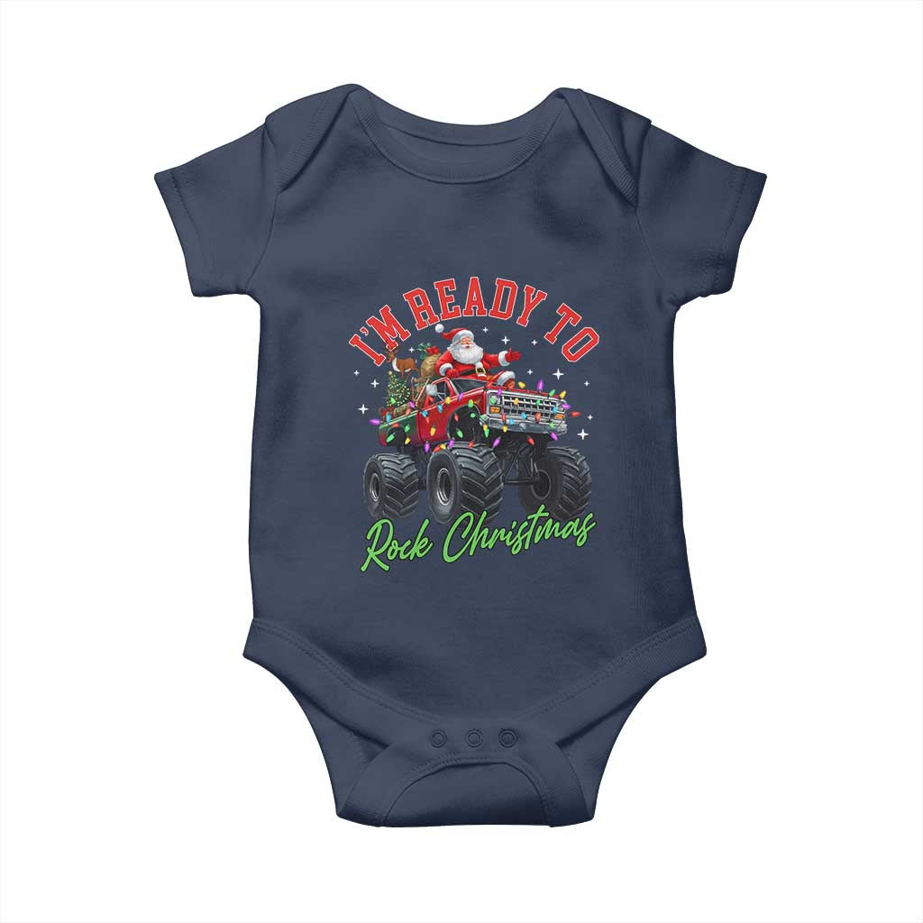 Christmas Monster Truck Baby Onesie I Am Ready To Rock Xmas Santa - Wonder Print Shop