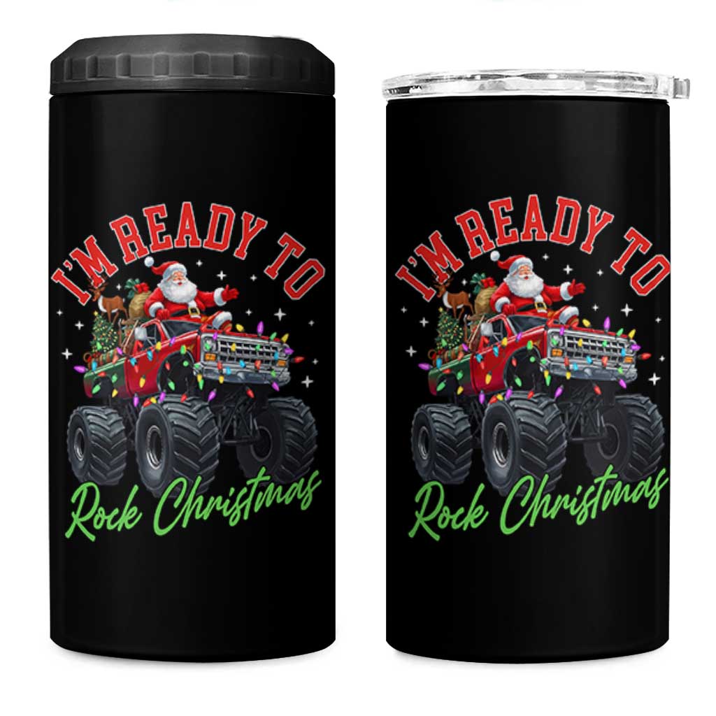 Christmas Monster Truck 4 in 1 Can Cooler Tumbler I Am Ready To Rock Xmas Santa - Wonder Print Shop