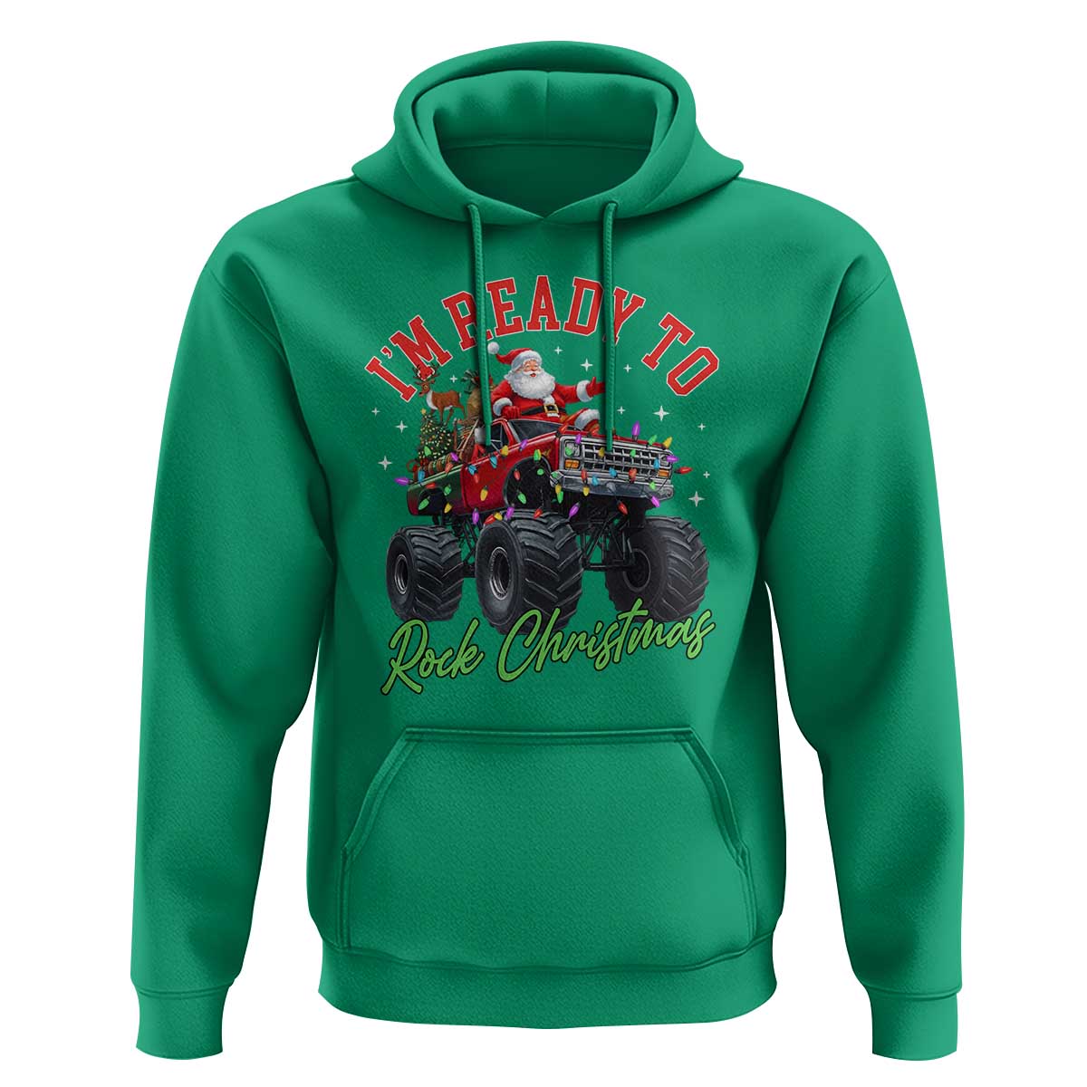 Christmas Monster Truck Hoodie I Am Ready To Rock Xmas Santa - Wonder Print Shop