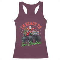 Christmas Monster Truck Racerback Tank Top I Am Ready To Rock Xmas Santa - Wonder Print Shop