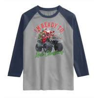 Christmas Monster Truck Raglan Shirt I Am Ready To Rock Xmas Santa - Wonder Print Shop