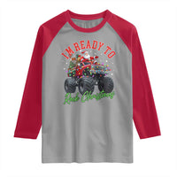 Christmas Monster Truck Raglan Shirt I Am Ready To Rock Xmas Santa - Wonder Print Shop