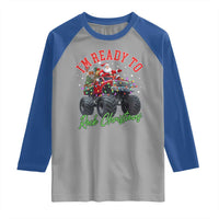Christmas Monster Truck Raglan Shirt I Am Ready To Rock Xmas Santa - Wonder Print Shop