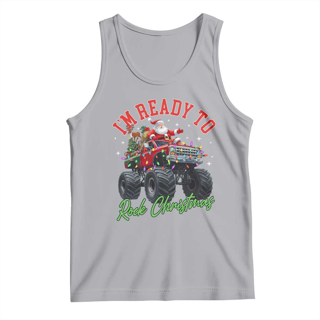 Christmas Monster Truck Tank Top I Am Ready To Rock Xmas Santa - Wonder Print Shop