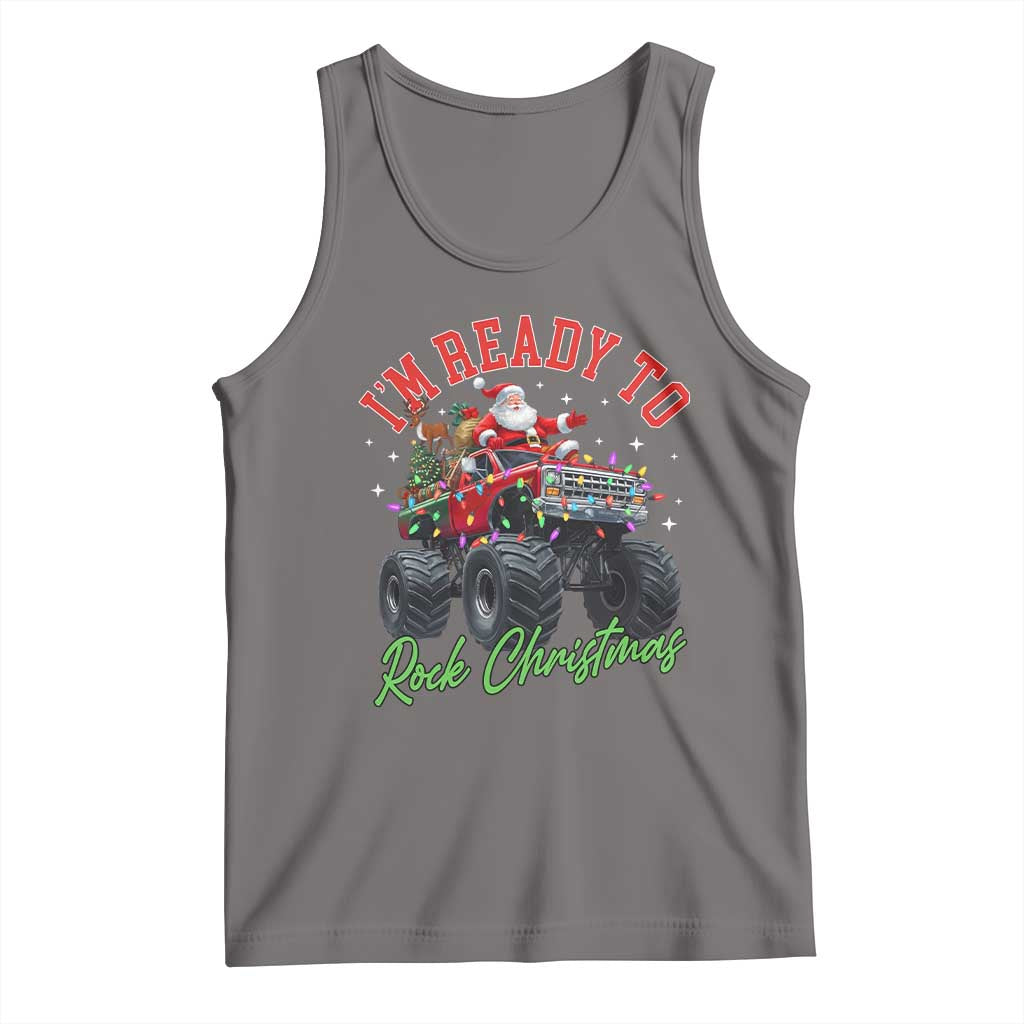 Christmas Monster Truck Tank Top I Am Ready To Rock Xmas Santa - Wonder Print Shop