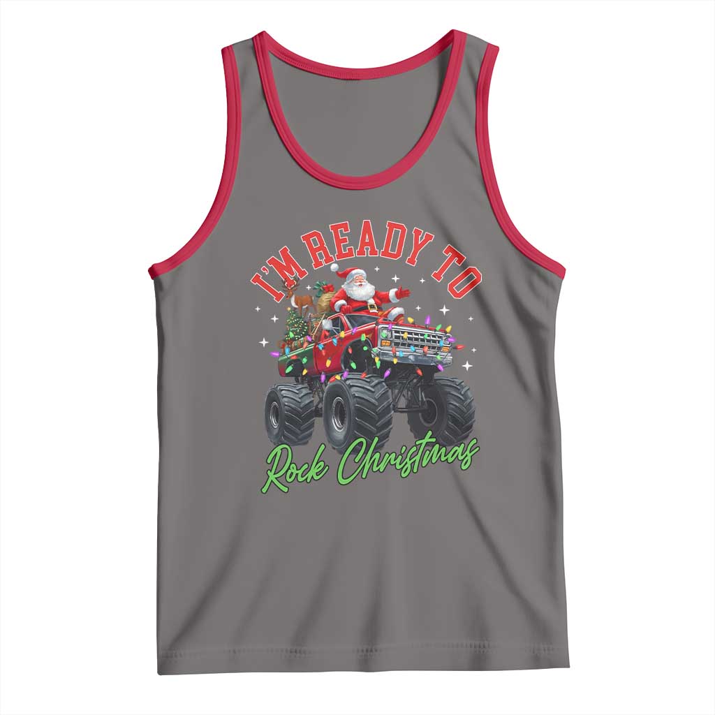 Christmas Monster Truck Tank Top I Am Ready To Rock Xmas Santa - Wonder Print Shop