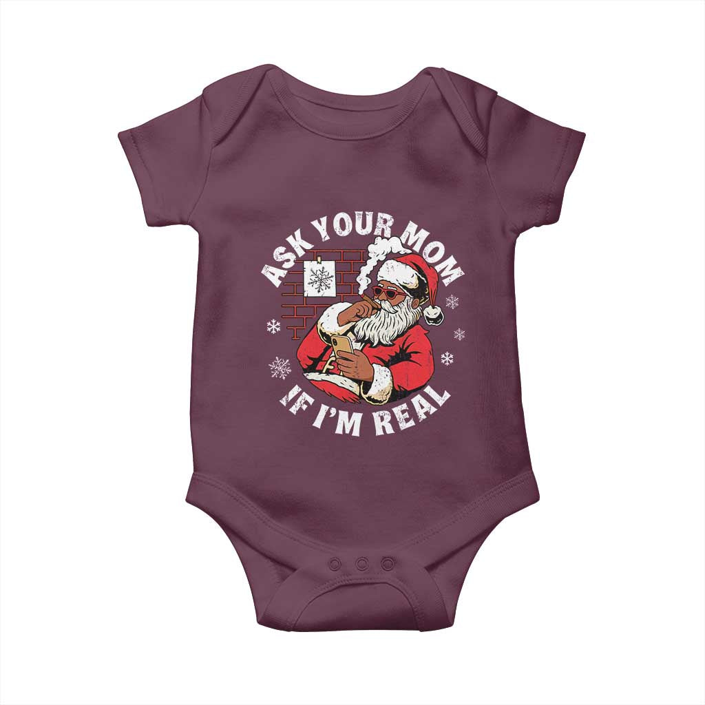 Funny Christmas Black Santa Ask Your Mom If I Am Real Baby Onesie Dirty Xmas Santa Mom - Wonder Print Shop