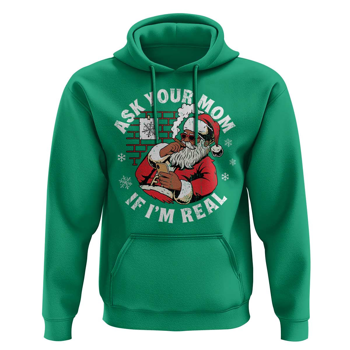 Funny Christmas Black Santa Ask Your Mom If I Am Real Hoodie Dirty Xmas Santa Mom - Wonder Print Shop