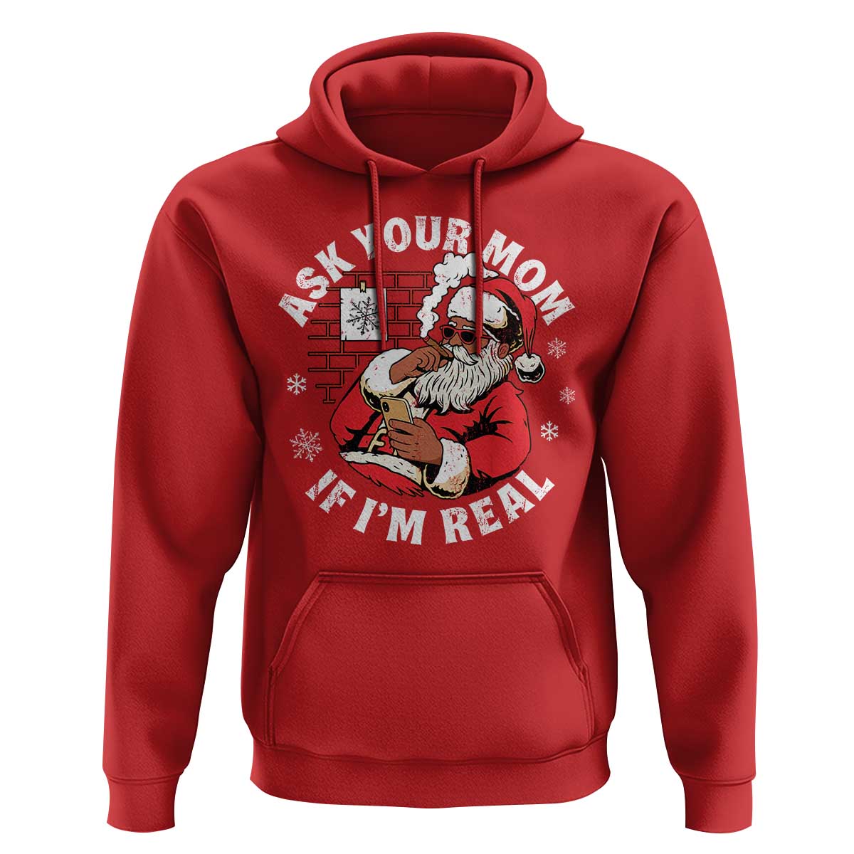 Funny Christmas Black Santa Ask Your Mom If I Am Real Hoodie Dirty Xmas Santa Mom - Wonder Print Shop
