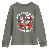 Funny Christmas Black Santa Ask Your Mom If I Am Real Youth Sweatshirt Dirty Xmas Santa Mom - Wonder Print Shop