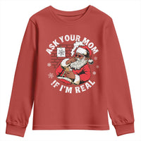 Funny Christmas Black Santa Ask Your Mom If I Am Real Youth Sweatshirt Dirty Xmas Santa Mom - Wonder Print Shop