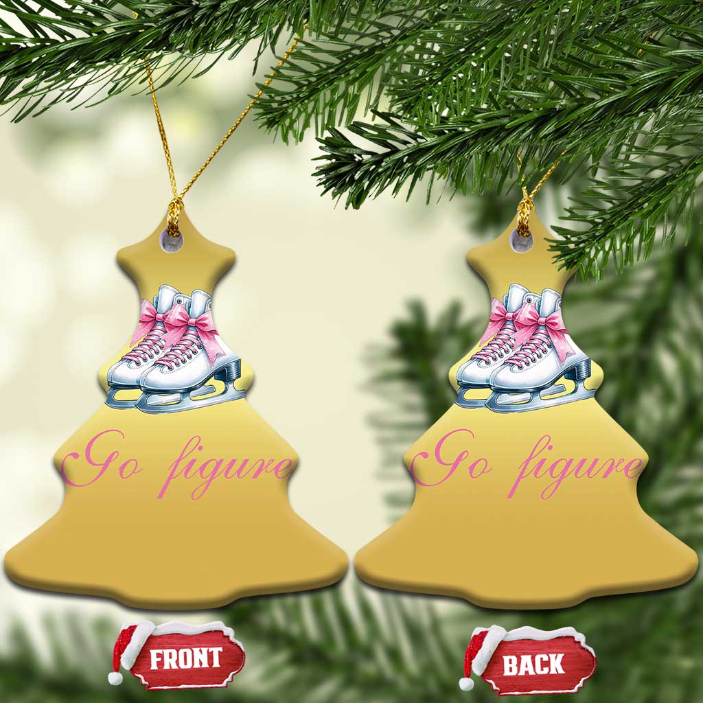 Figure Skater Christmas Ornament Go Figure Coquette Pink Bow Ice Skating - Wonder Print Shop