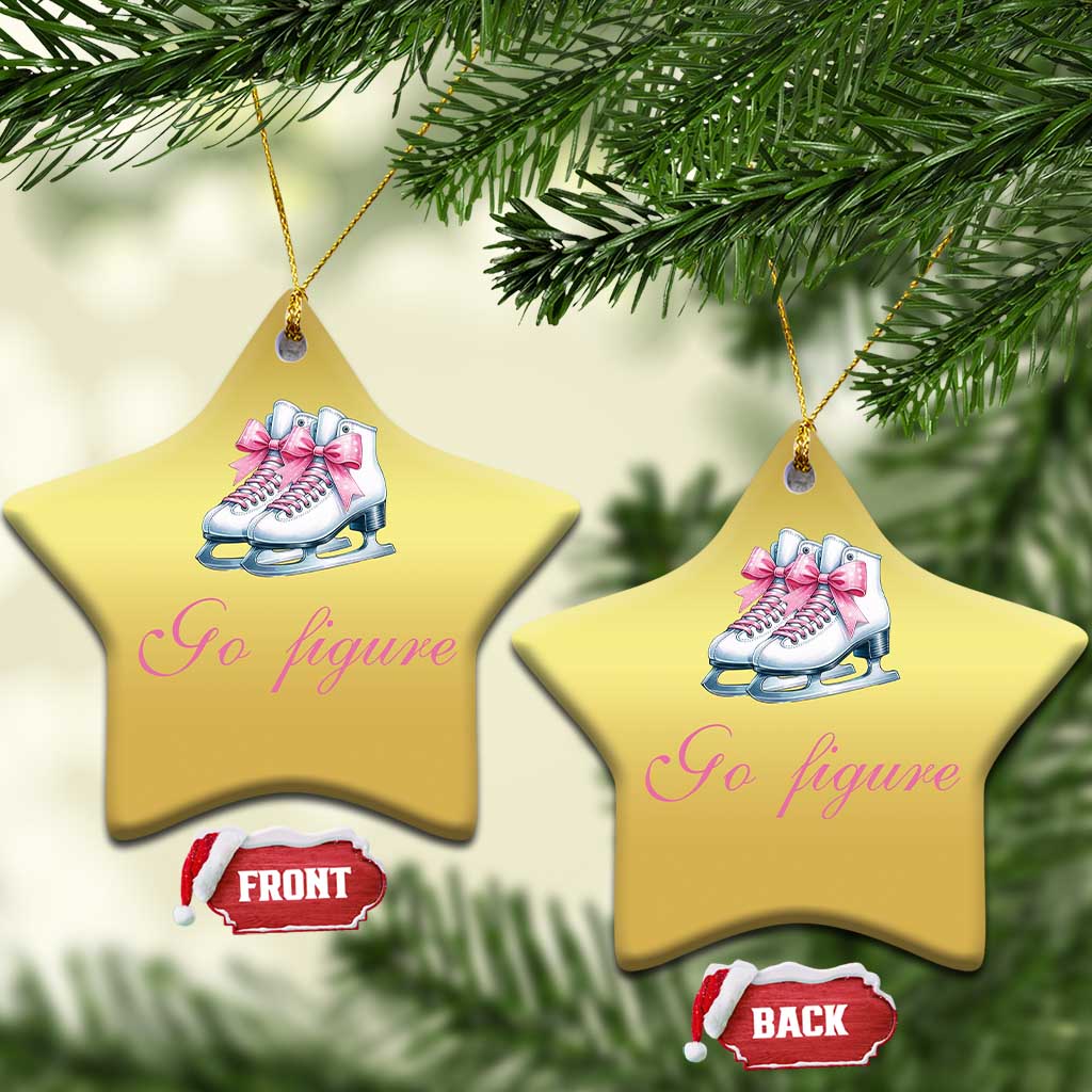 Figure Skater Christmas Ornament Go Figure Coquette Pink Bow Ice Skating - Wonder Print Shop