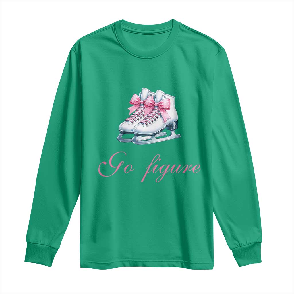 Figure Skater Long Sleeve Shirt Go Figure Coquette Pink Bow Ice Skating