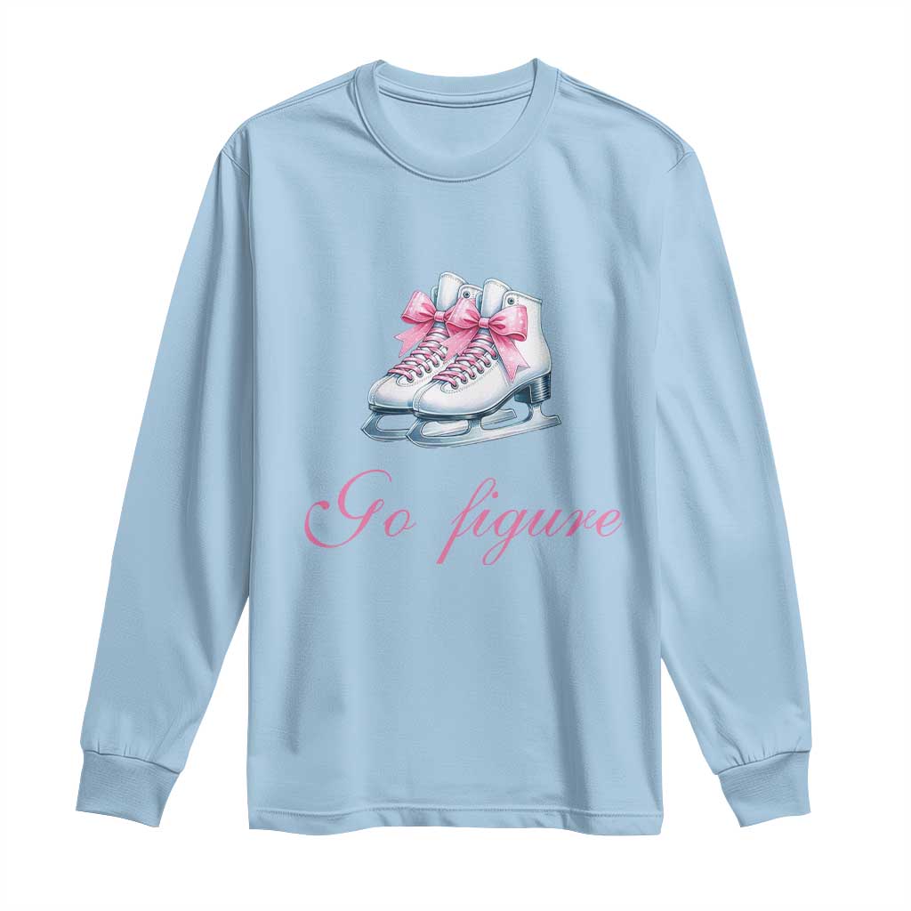 Figure Skater Long Sleeve Shirt Go Figure Coquette Pink Bow Ice Skating