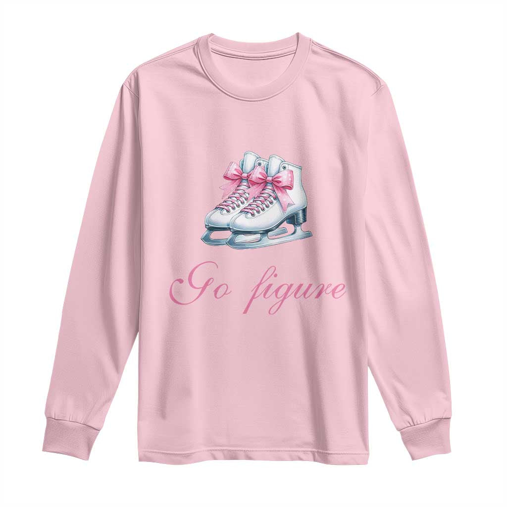 Figure Skater Long Sleeve Shirt Go Figure Coquette Pink Bow Ice Skating