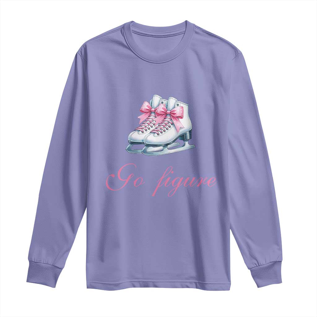 Figure Skater Long Sleeve Shirt Go Figure Coquette Pink Bow Ice Skating