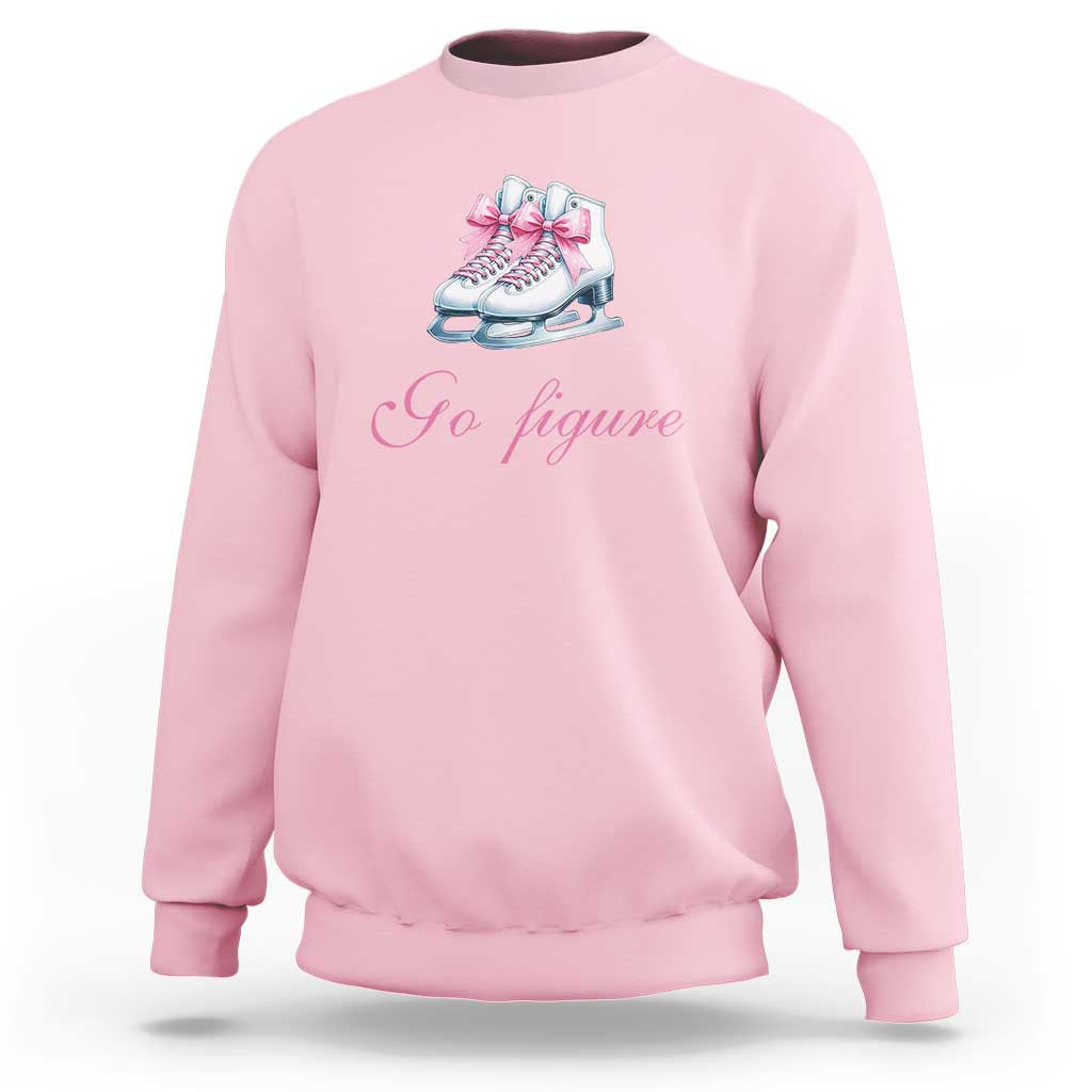 Figure Skater Sweatshirt Go Figure Coquette Pink Bow Ice Skating - Wonder Print Shop