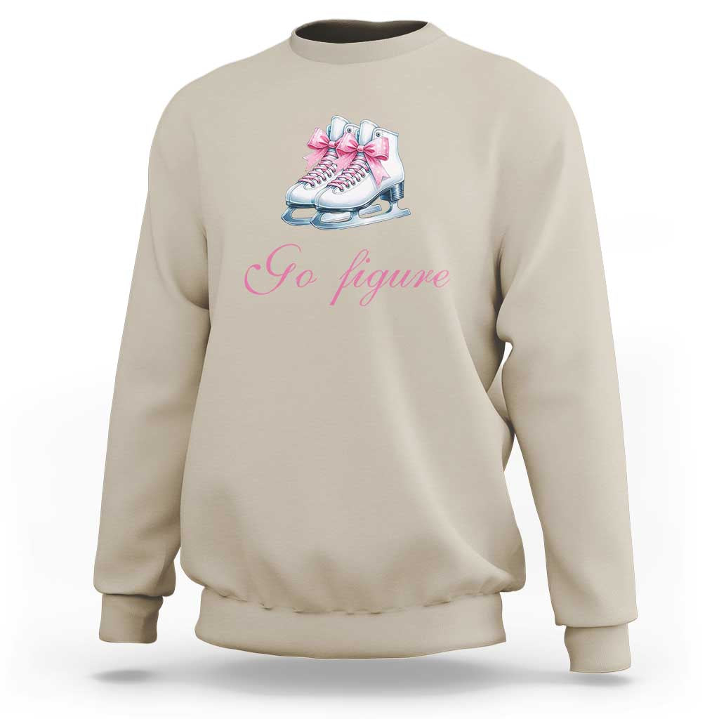 Figure Skater Sweatshirt Go Figure Coquette Pink Bow Ice Skating - Wonder Print Shop