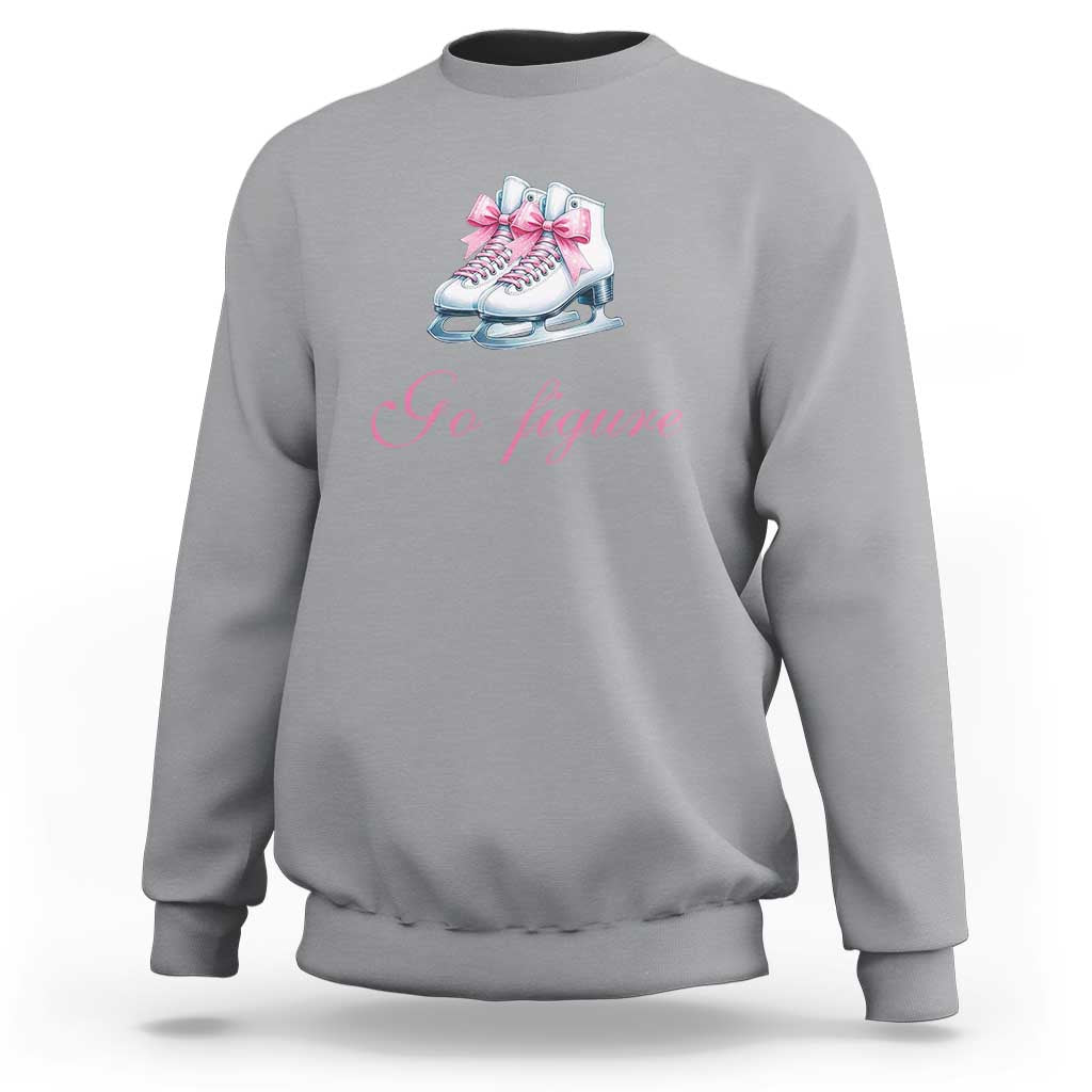 Figure Skater Sweatshirt Go Figure Coquette Pink Bow Ice Skating - Wonder Print Shop