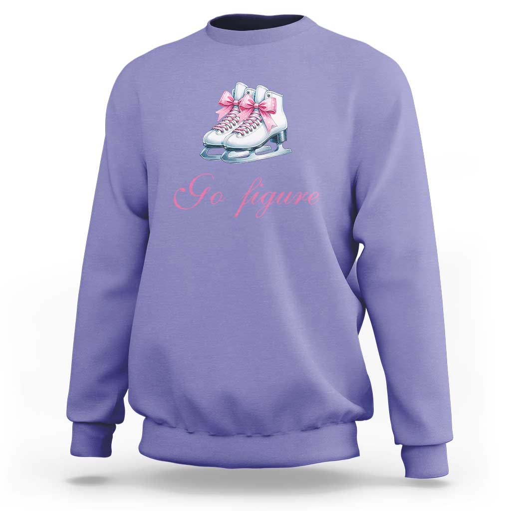 Figure Skater Sweatshirt Go Figure Coquette Pink Bow Ice Skating - Wonder Print Shop