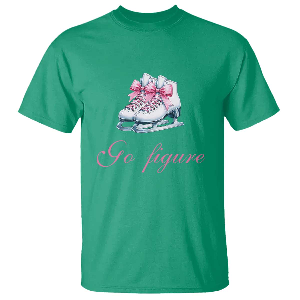 Figure Skater T Shirt Go Figure Coquette Pink Bow Ice Skating - Wonder Print Shop