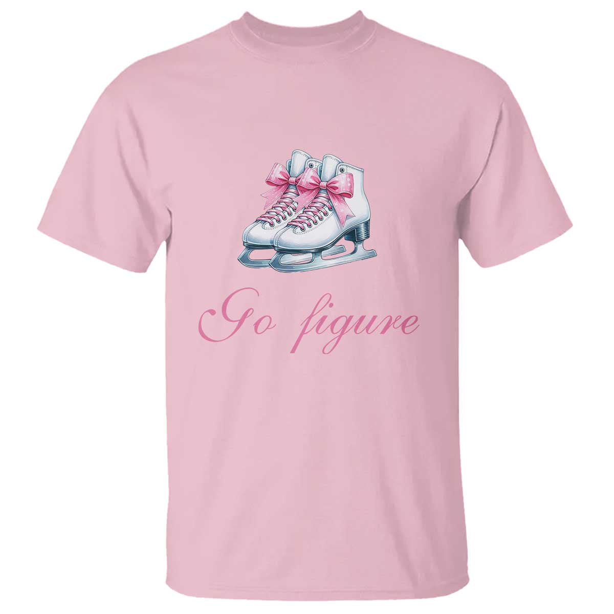 Figure Skater T Shirt Go Figure Coquette Pink Bow Ice Skating - Wonder Print Shop