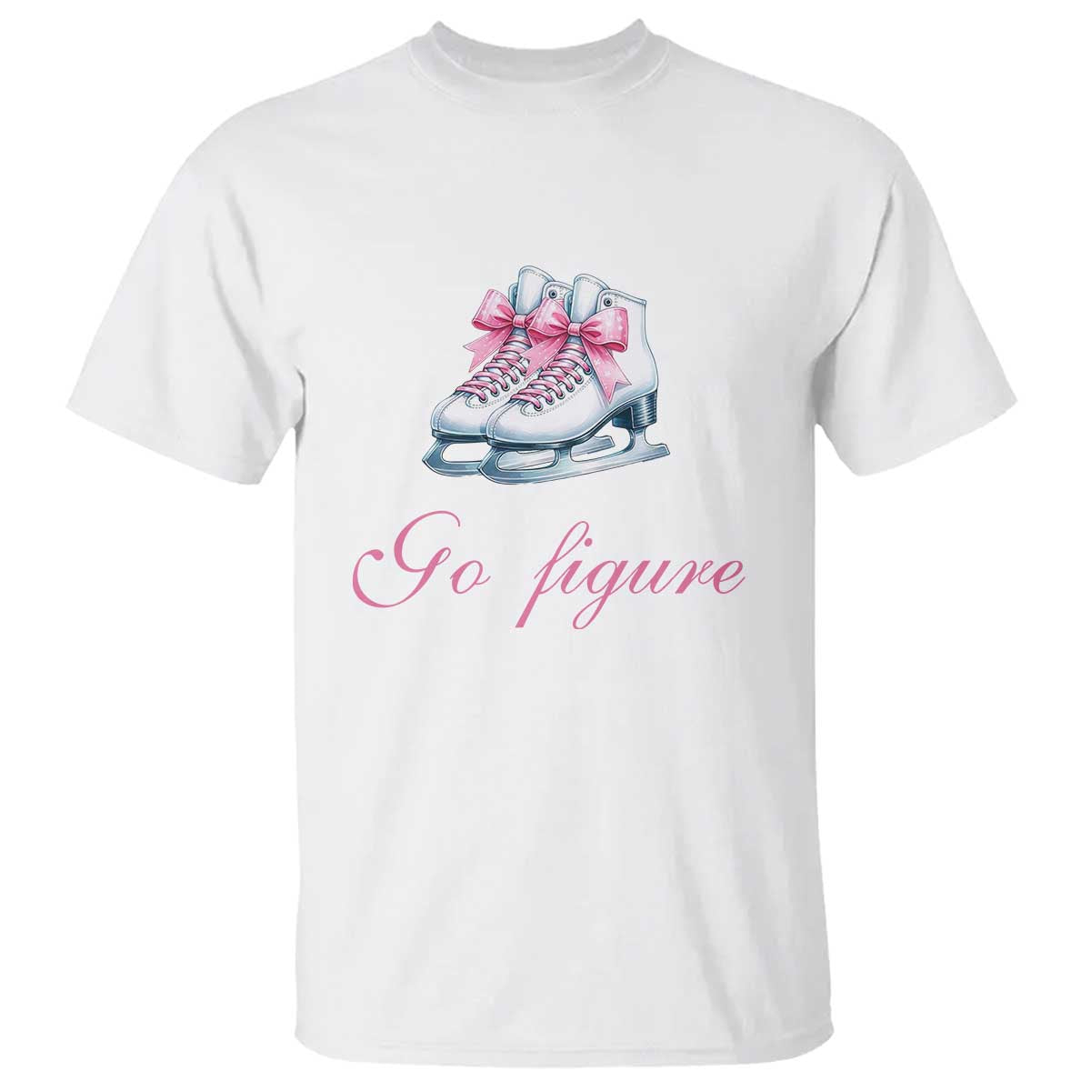 Figure Skater T Shirt Go Figure Coquette Pink Bow Ice Skating - Wonder Print Shop