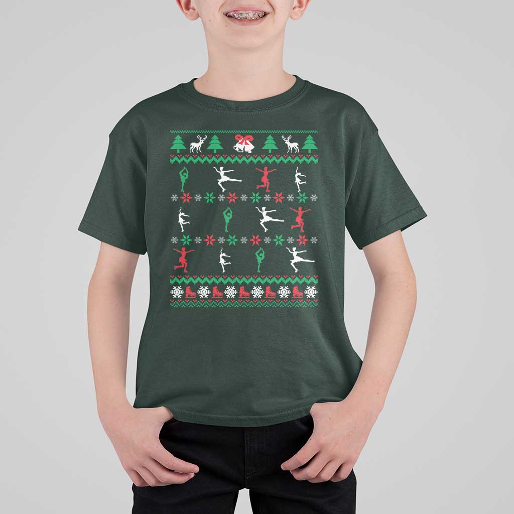 Funny Christmas Figure Ice Skating Skater T Shirt For Kid - Wonder Print Shop