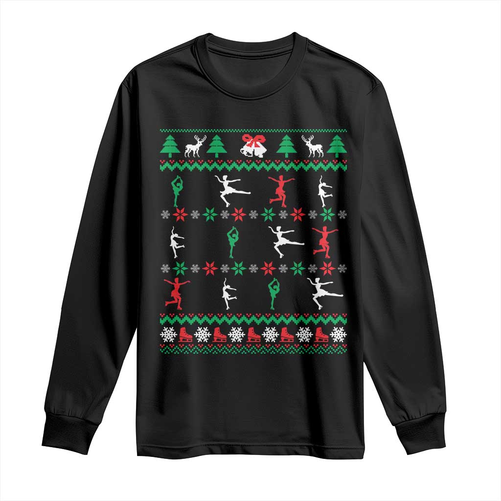 Funny Christmas Figure Ice Skating Skater Long Sleeve Shirt