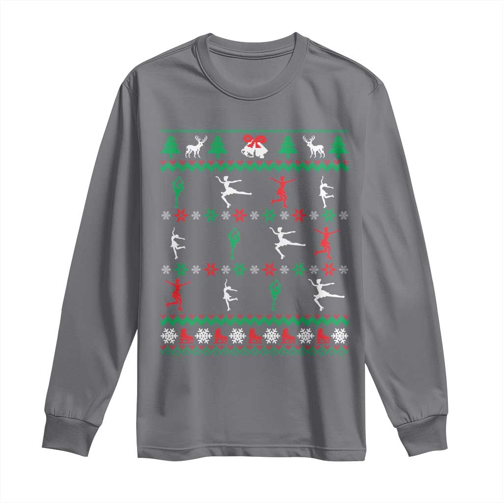 Funny Christmas Figure Ice Skating Skater Long Sleeve Shirt