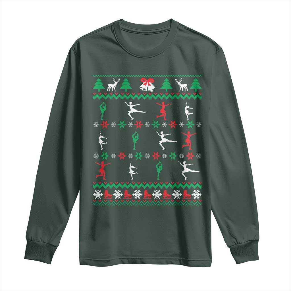 Funny Christmas Figure Ice Skating Skater Long Sleeve Shirt